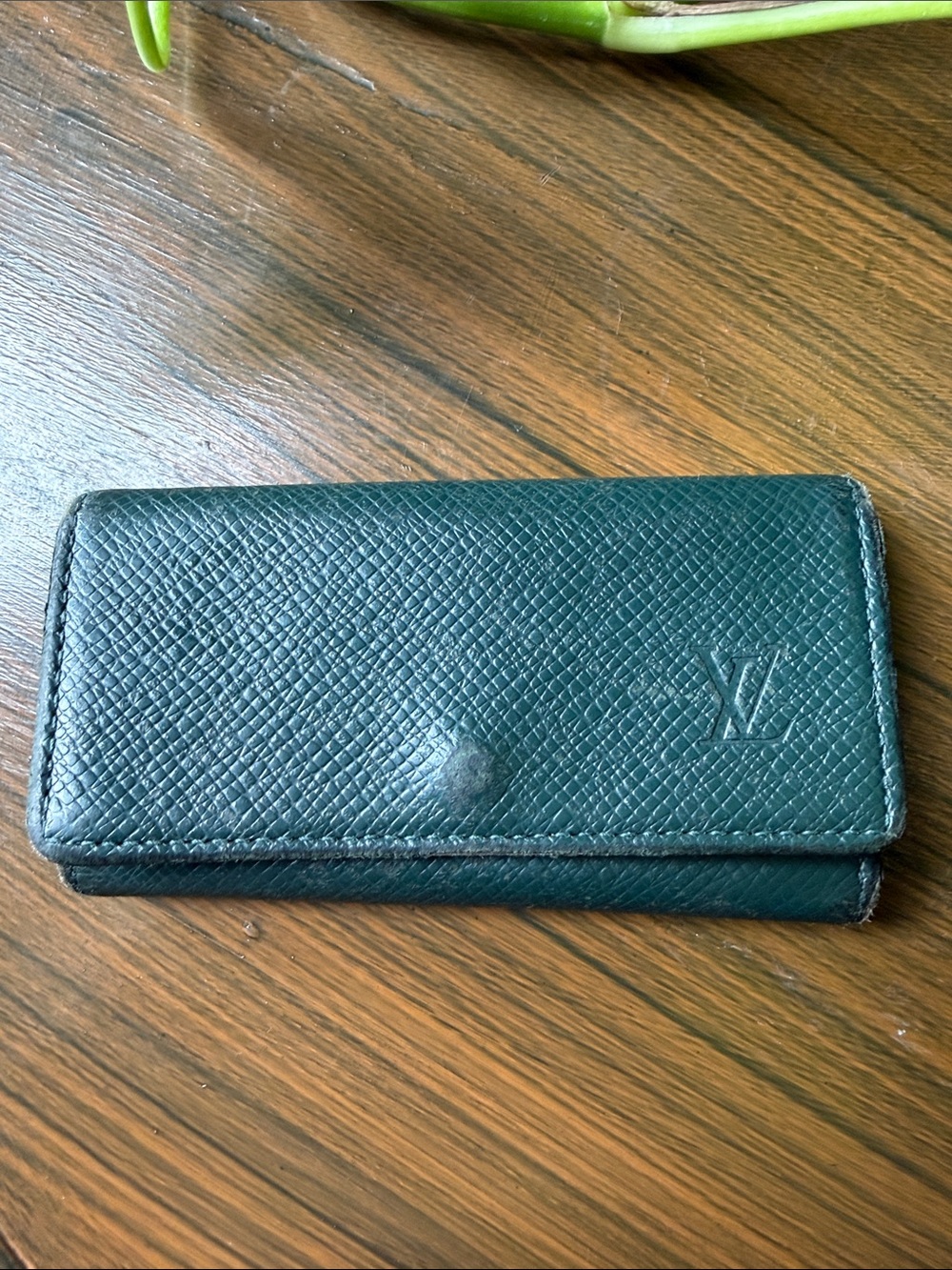Louis Vuitton Teal Embossed Monogram Leather Key Case